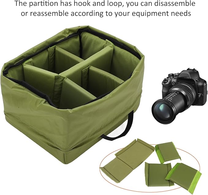 Hilitand Protective Flexible Padded Storage Bag, Removable Partition Camera Inserts Padded Bag Pouch with Adjustable Dividers Shockproof for Mirrorless Cameras, Lenses, Flash