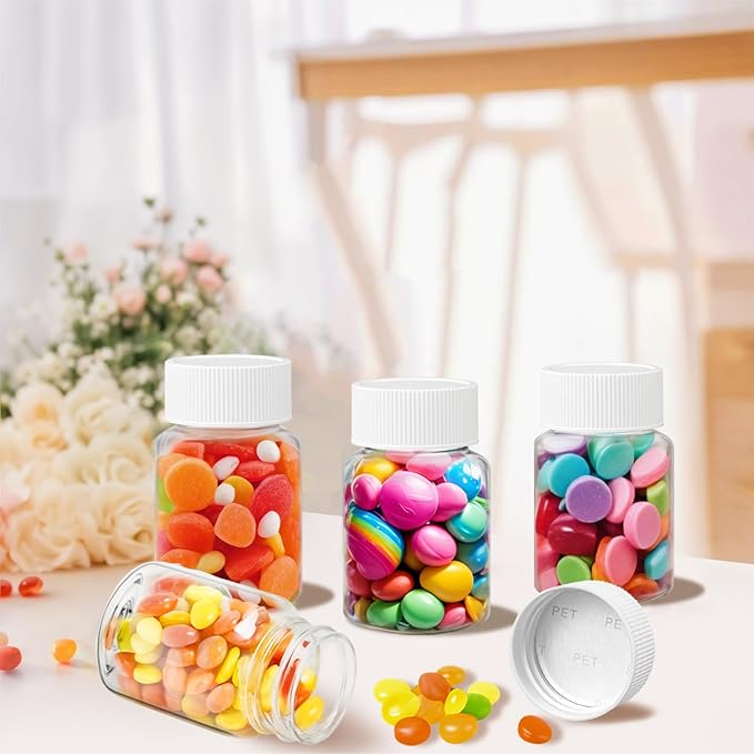 Lamoutor 18Pcs Clear Pill Bottle Plastic Medicine Bottle Empty Reagent Chemical Containers with Caps for Liquid Solid Powder Medicine 80ML