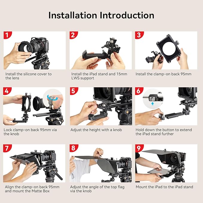 SMALLRIG Teleprompter for iPad Tablet up to 11 inch, NOT for Smartphone, SmallGoGo APP Supports PDF Picture Word TXT, Must Work with 15mm LWS Baseplate for Mirrorless DSLR Camcorder - 3646