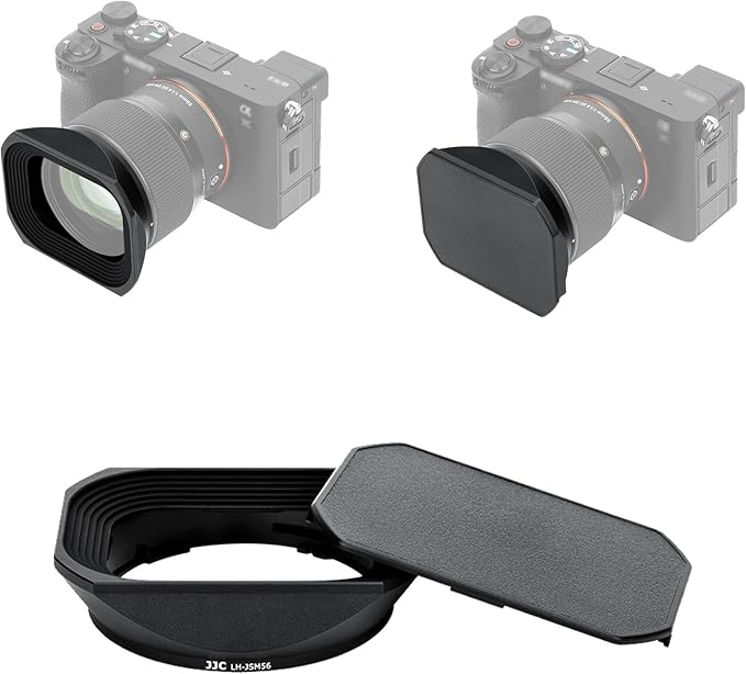 JJC Metal Square Lens Hood Shade for Sigma 56mm f/1.4 DC DN Contemporary Lens, Replaces Sigma LH-582-01 Lens Hood, with Protective Hood Cap, Not Affect The Use of 55mm Filter