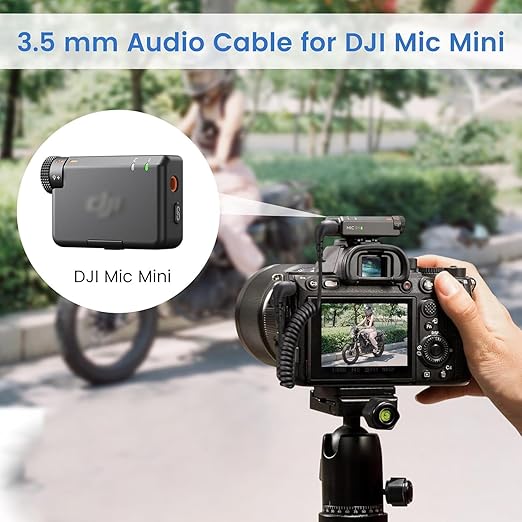 weishan 2-Pack 3.5mm Microphone Cable Compatible with DJI Mic Mini & Hollyland Lark M2S Wireless Microphone Receiver, Coiled Dual 3.5mm TRS Patch Cable Audio Mic Cord for DSLR Cameras