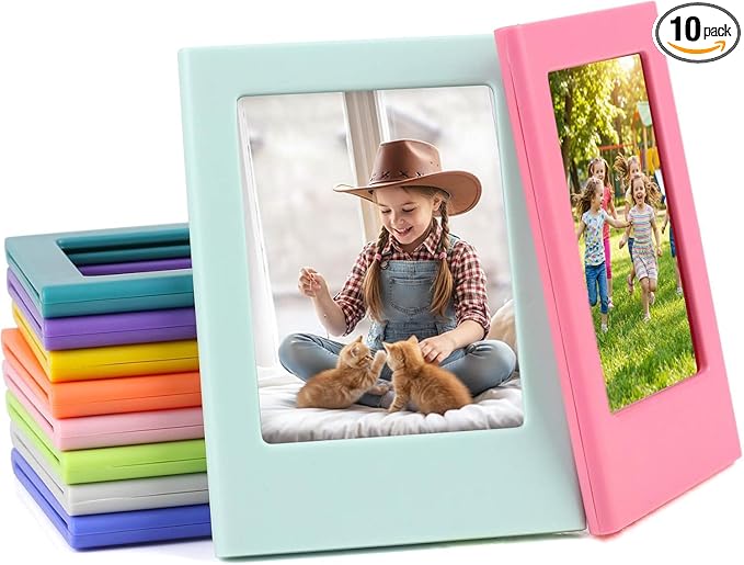 Magnetic Photo Frames for Instax Mini 2.5“x3.5” – 10-Pack Colorful Polaroid Frames, Strong Refrigerator Magnets for Fridge, Locker & Dorm Decor