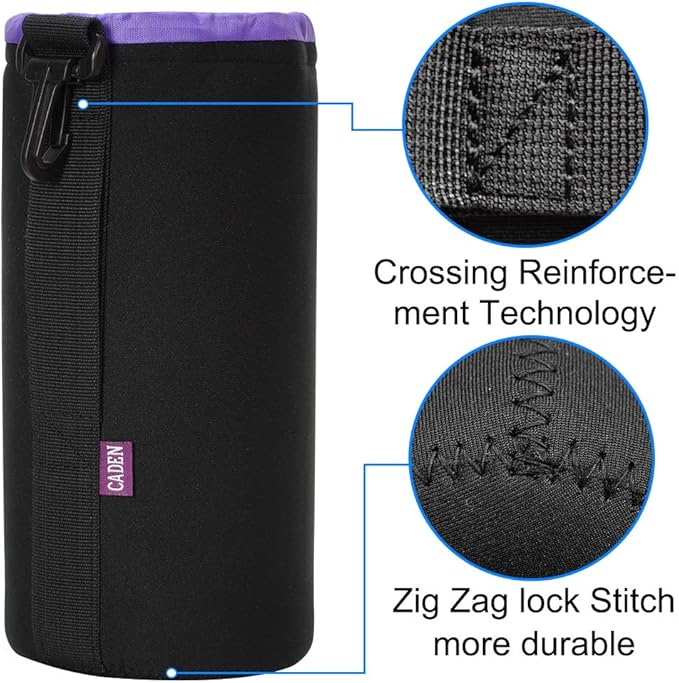 CADeN Lens Pouch Set 4 Pack Replacement Compatible for Canon, Nikon, Sony, Pentax, Olympus (Small, Medium, Large, X Large) Camera Lens Case Bag Thick Protective Neoprene Pouch Soft Plush for DSLR Lens