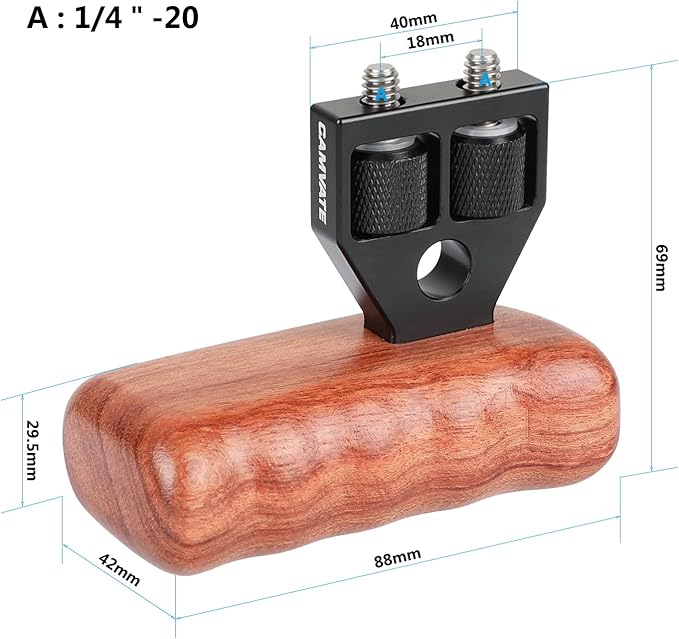 CAMVATE DSLR Wooden Handle Grip with Connector for DV Video Camera Cage(1 Pair) - 1346