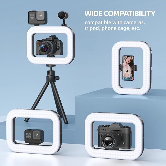 Zeadio Selfie Ring Video Light, Smartphone Handheld Grip with Powerful 20W LED Light, Adjustable Color (2500K-8500K), for Filmmaking Live Steam YouTube Video Recording etc