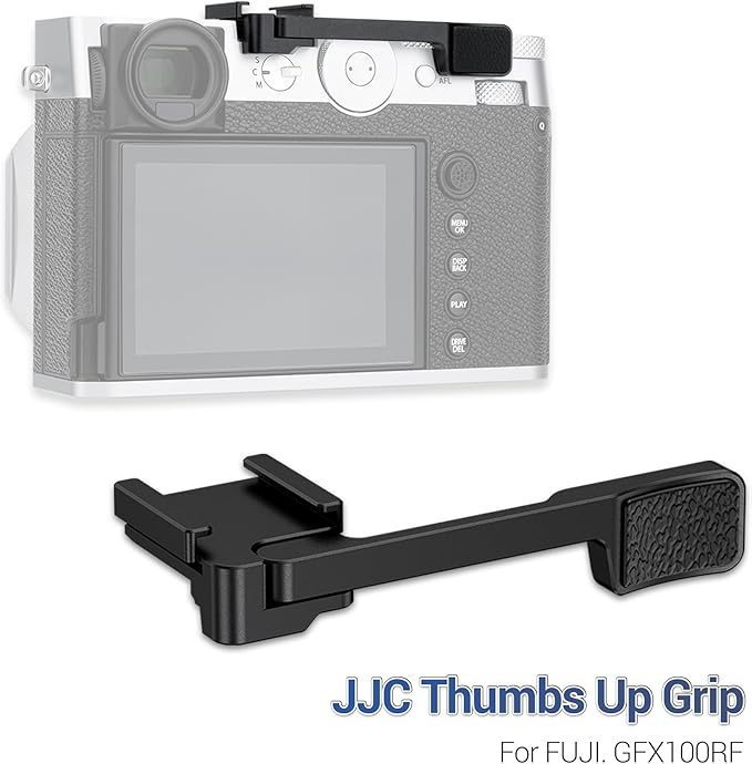 GFX100RF Thumb Grip, Metal 90° Foldable Thumb Up Grip for Fujifilm Fuji GFX100RF GFX 100RF Camera with Built-in Cold Shoe Mount, Hot Shoe Thumb Rest Support Holder Not Affect The Use of Dial - Black