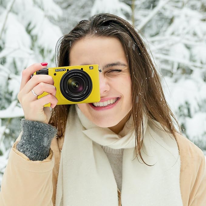 Easy Hood Camera Case for Sony Alpha 6700, Soft Silicone Protective Cover a6700 DSLR Camera Anti-Scratch Slim Fit Body Skin Protector Housing Sleeve for Sony A6700 Mirrorless Camera Yellow