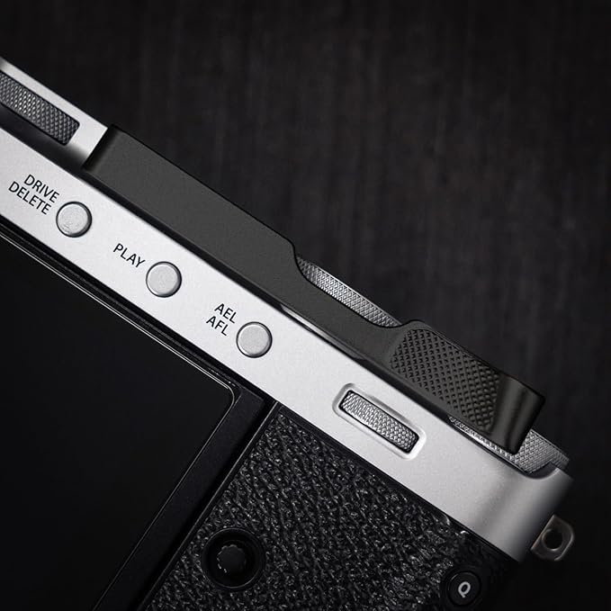 Thumb Up Grip ， Compatible with Fujifilm Fuji X-E5 XE5 Camera, Hot Shoe Thumb Rest Support Grip ，Original All-Aluminum Retro Diamond Engraving Technology | Improves Shooting Stability (Black)