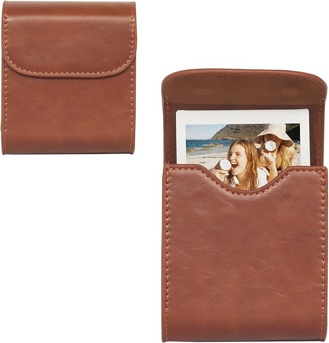 WOGOZAN Square Photo Album for Fujifilm Instax Square SQ1 SQ40 SQ20 SQ10 SQ6 SP-3 Instant Camera 2.9x3.4 Inch Films, SQ Photo Pouch Bag with Soft PU Leather Material and Magnetic Snap Design (Brown)