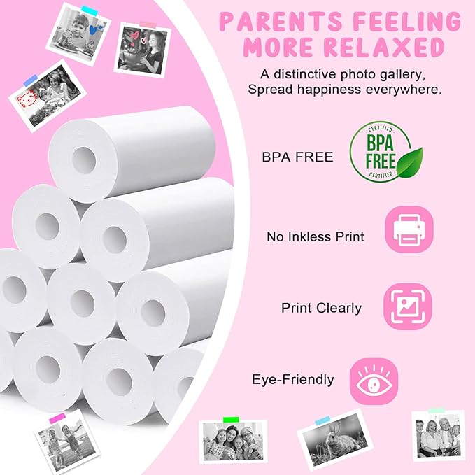 Printing Paper for Kids Instant Print Camera Refill 12 Rolls Print Thermal Paper Set (12 Rolls)