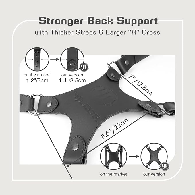 Leather Dual Camera Harness Strap for Photographers,Adjustable Shoulder Crossbody Padded Harness for DSLR SLR