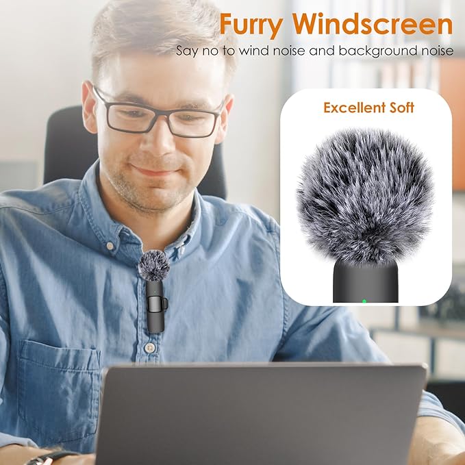 8 Packs Foam Microphone Windscreen & Mic Clip, Wireless Lavalier Mic Sponge, Mic Cover with Clip to Reduce Plosive and Better Highlight the Vocals, Washable and Windproof Wind Screen