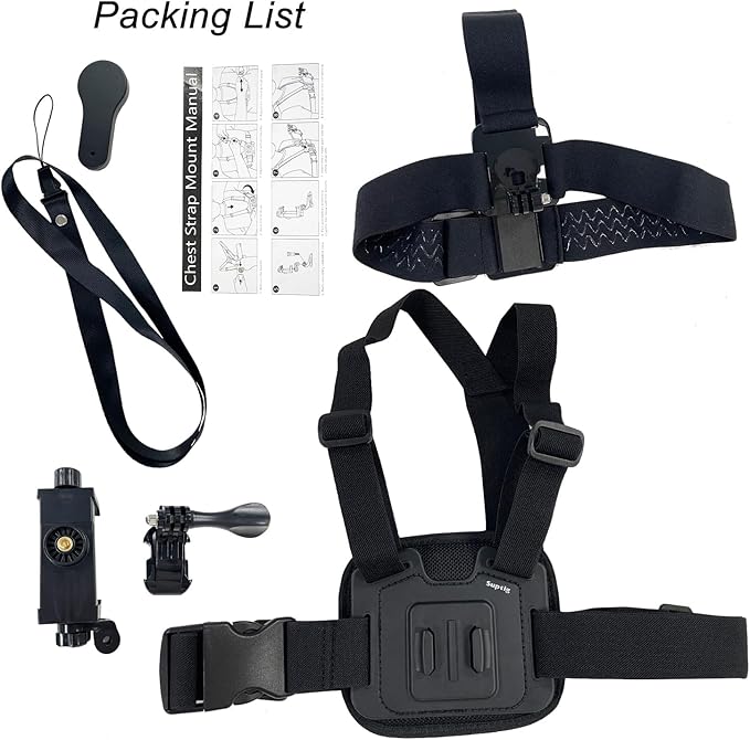 Suptig Phone Chest Mount, Phone Head Mount Compatbile for iPhone, Phone, GoPro Hero 13, Hero 12,11,10, 9, 8,7, 6, 5, 4, 3,2, 1,Gopro max2, AKASO, DJI Osmo, Insta 360 Action Cam