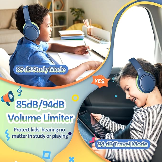 INFURTURE Kids Headphones Over-Ear with Microphone - Wired USB-C Headphones for Children, Active Noise Cancelling, 85/94dB Volume Limiting Safe Headset for School, Travel, Boys & Girls