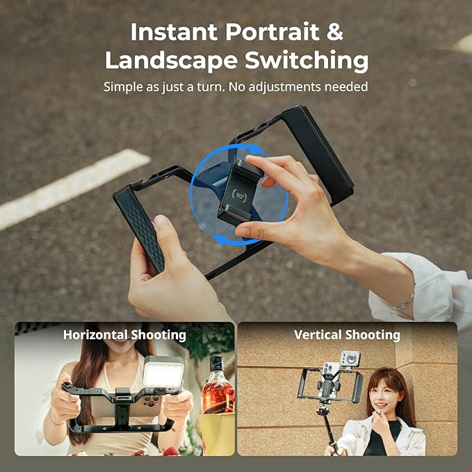SmallRig IG-02 Wireless Control Universal Phone Cage for Short Video Starters, Dual Handgrip Smartphone Video Rig with Cold Shoe Mount, for iPhone 17 16 & Android, for Creators Vlogging-5356