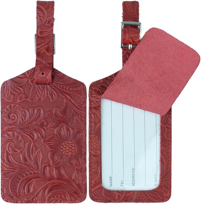 Genuine Leather Luggage Tags & Bag Tags 2 Pieces Set