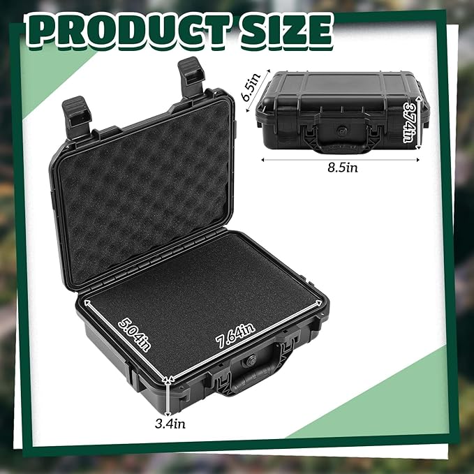 Relaxweex 1 Pcs 8.5 x 6.5 x 3.7 Inch Waterproof Hard Case with DIY Customizable Foam Insert Portable Protective Case with Knife for Camera Drones Equipments Tools Test Instruments (Black)