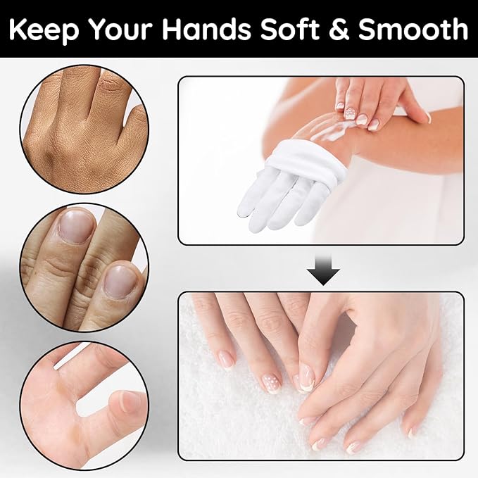Segbeauty 24 Count White Cotton Gloves with Touchscreen Fingertips, 12 Pairs Moisturing White Gloves with Elastic Band for Dry Hands, Soft Thick Cotton Sleeping Gloves Overnight for Men & Women Large