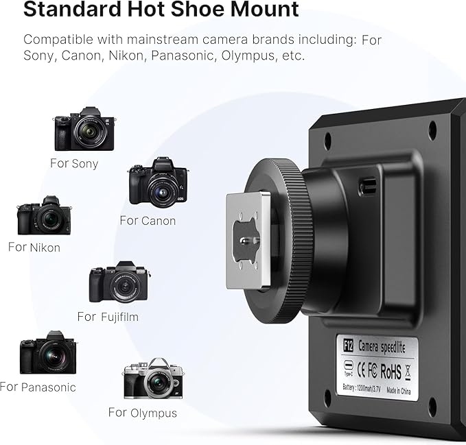 ULANZI F12 Mini Flash, GN12/CCT 5600K Camera Speedlite Flash for Canon Fuji Sony Nikon Panasonic Olympus Pentax, Single Contact Universal Hot Shoe Mount Flashlight, NOt Compatible with Sony ZV-1F