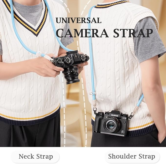 VOVMOEYA Camera Strap Rope,Camera Neck Strap Shoulder Strap for Fujifilm X100VI X100V XS20 XT5 for A6000 A6100 A6400 A6700 A7IV for Canon EOS R6 R10 for Nikon D850 D5600 D7500 - Blue