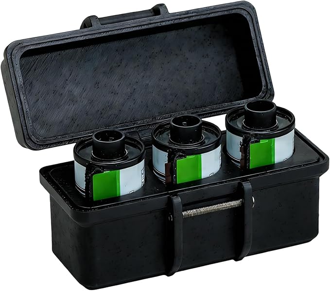 Film Box/135 Film Case -for 3 Rolls of 35mm Films ，to Sort & Enjoy & Safeguard Film, 3D printing technology。 (black)