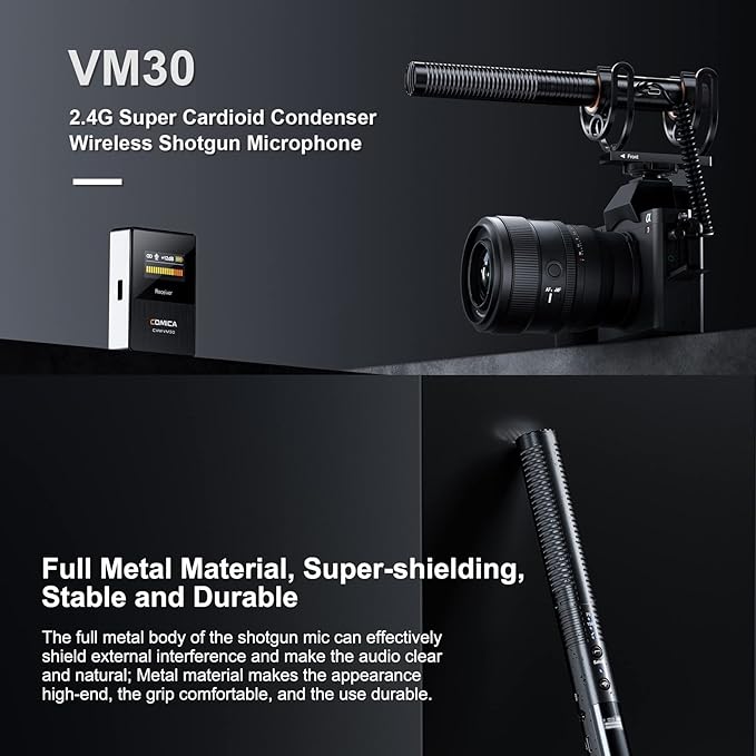 COMICA VM30 Shotgun Microphone, with Wireless Modes, Digital/Analog Output, 75/150Hz Low-Cut Filter Modes, Universal Video Microphone for Filmmakers, Vloggers - Camera, Smartphone, and PC