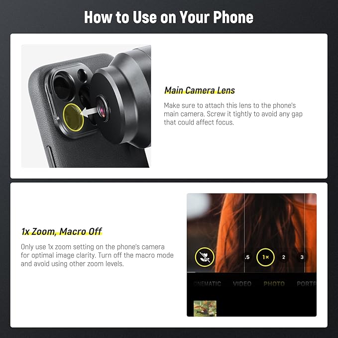 NEEWER HD 65mm Telephoto Phone Camera Lens with Lens Hood for 17mm Thread Lens Backplate Cell Phone Cage Case, 1.7X Zoom Lens Attachment Compatible with iPhone 17 16 15 S25 S24 Ultra Android, LS-66