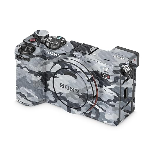 Carbon Fiber Camera Skin Compatible with Sony Alpha 7CR Camera (2023) - Gray Camouflage - Premium 3M Vinyl Protective Wrap Decal Cover - Easy to Apply | Crafted in The USA by MightySkins