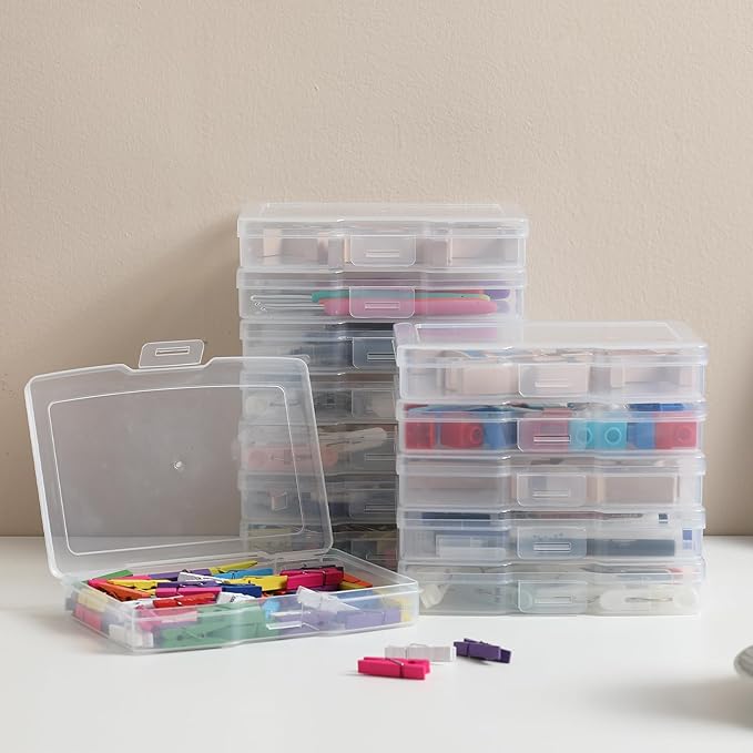 novelinks Transparent 4" x 6" Photo Storage Boxes - Photo Organizer Cases Photo Keeper Picture Storage Containers Box for Photos - 24 PACK (Clear)