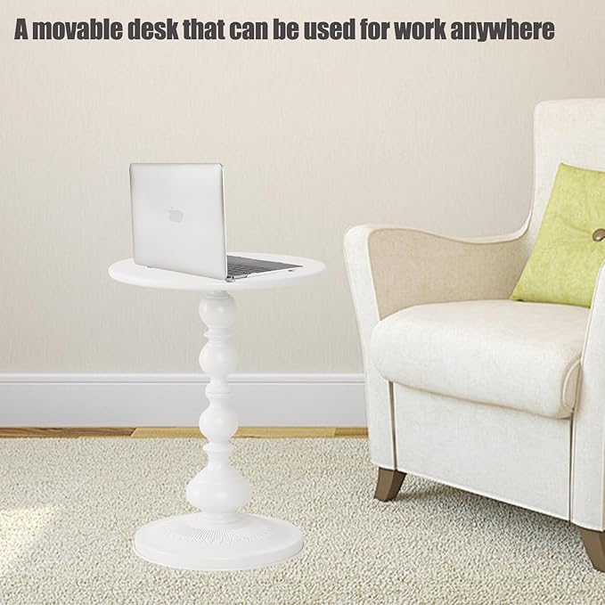 2 Set Pedestal Tables White TV Tray Table, Sofa Table, Small Side Table for The Sofa in The Living Room and Bedroom, Bed, Chair, Mini Coffee Table, Headboard Table, 20.47 (H) *13.78 (W)