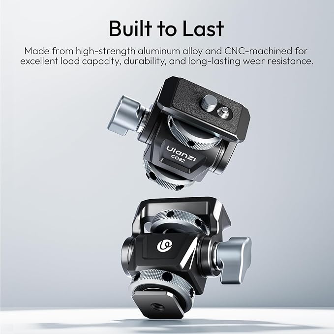 ULANZI CO82 Camera Monitor Mount with Cold Shoe, Universal 1/4" Mount for 5" & 7" Camera Field Monitor, Bouncy Locating Pins, Anti-Twist Swivel 360° and Tilt 180° Angle Adjustable Holder