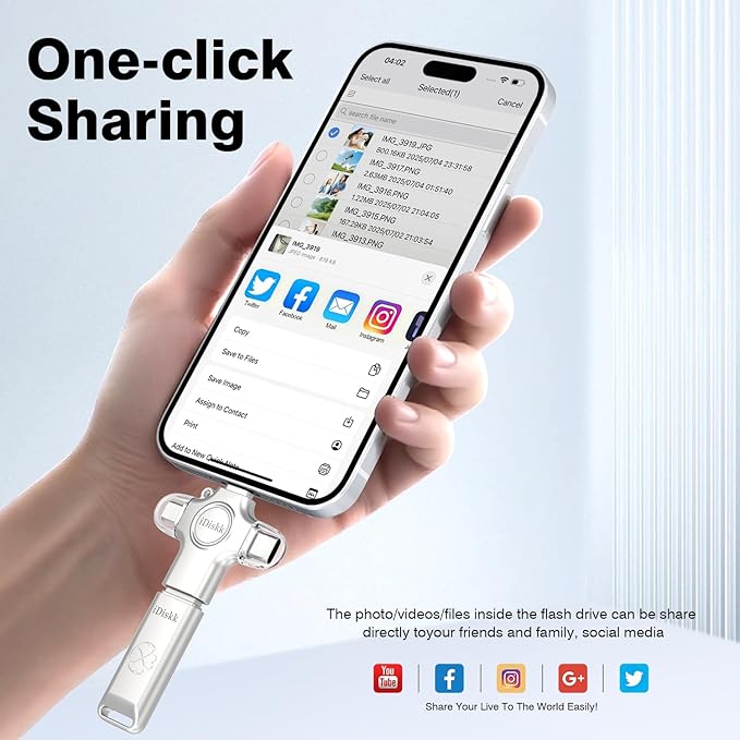 iDiskk USB 3.0 Flash Drive 128GB for iPhone,External Memory Photo Keeper Storage Stick for Picture/Video/Data Saver,Backup for iPad Android, Mac & PC