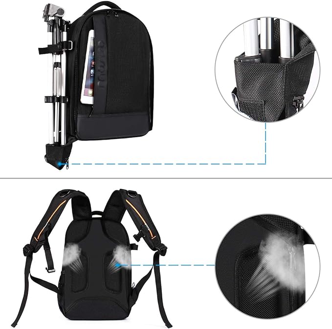 MOSISO Camera Backpack,DSLR/SLR/Mirrorless Photography Backpack Buffer Padded Shockproof Camera Bag with Customized Modular Inserts&Tripod Holder Compatible with Canon,Nikon,Sony etc, Black