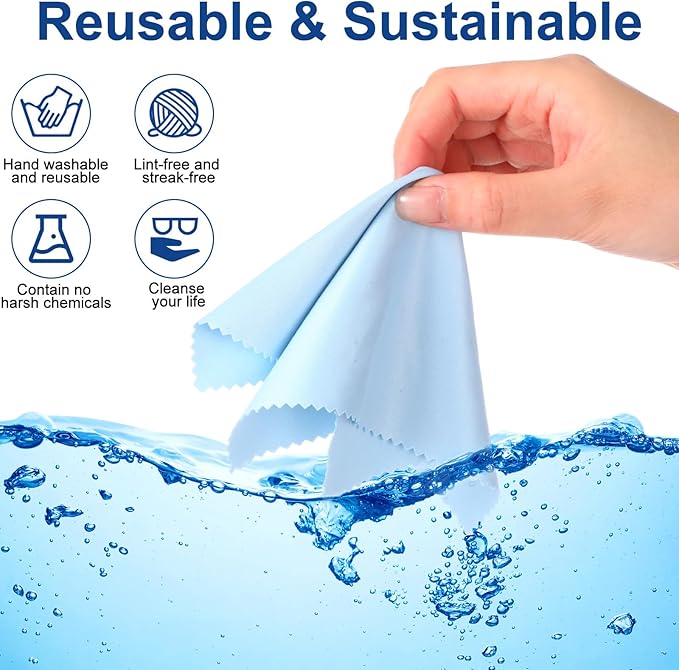 Frienda 50 Pcs Microfiber Cleaning Cloth for Glasses 6x7 Inch Lens Eyeglasses Cleaning Cloth Sunglasses Electronics Glasses Optical Cleaner Wipes Bulk for Camera Lens Eyeglass Screen(Blue)
