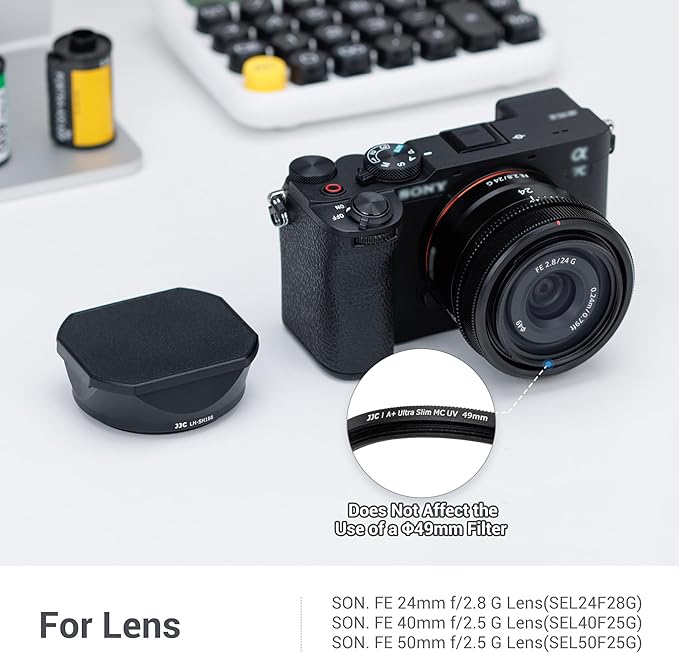 JJC Metal Square Lens Hood Shade for Sony FE 50mm f2.5 G, FE 40mm f2.5 G, FE 24mm f2.8 G Lenses, Replaces Sony ALC-SH165 ALC-SH166 Lens Hood
