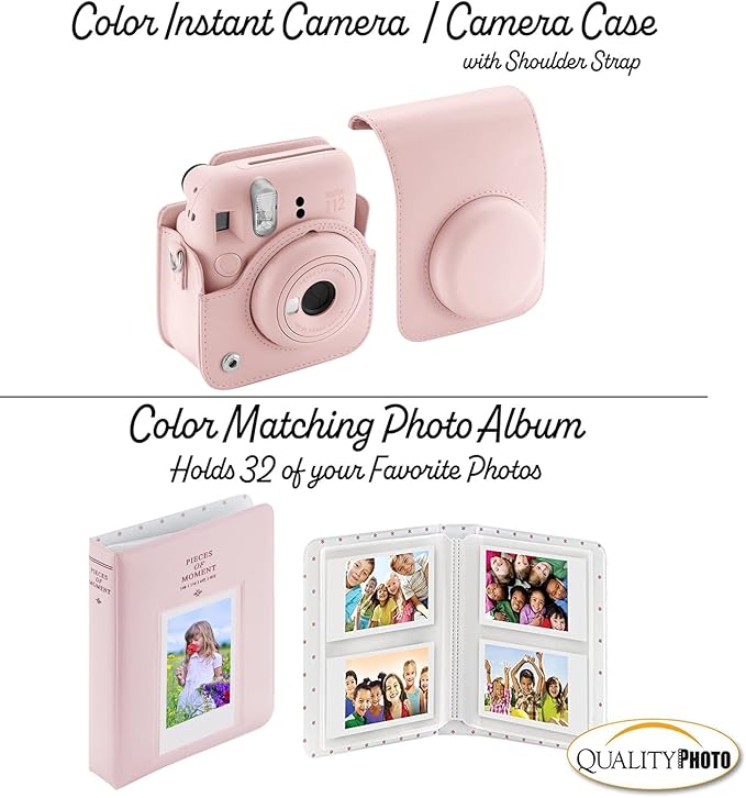 Fujifilm Instax Mini 12 Instant Camera with Case, Decoration Stickers, Frames, Photo Album and More Accessory kit (Blossom Pink)…