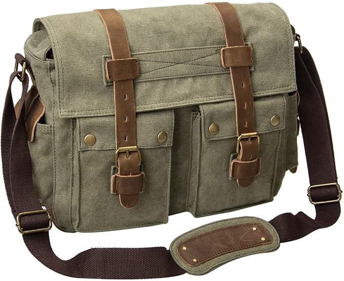 Men's Lightweight Vintage Waterproof Canvas DSLR SLR Shockproof Camera Shoulder Messenger Bag Sling Bag