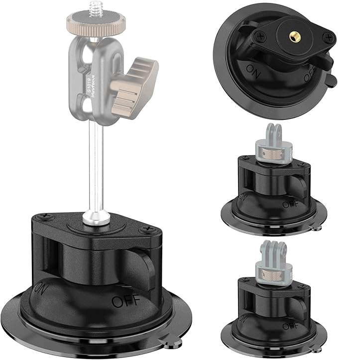 MINIFOCUS Suction Cup Base with 1/4" Female Threaded for Hook, Camera or Phone Mount, Magic Arm, Heavy Duty Suction Cup for Windshields, Smooth Walls, Mirrors, and Other Glossy Surfaces