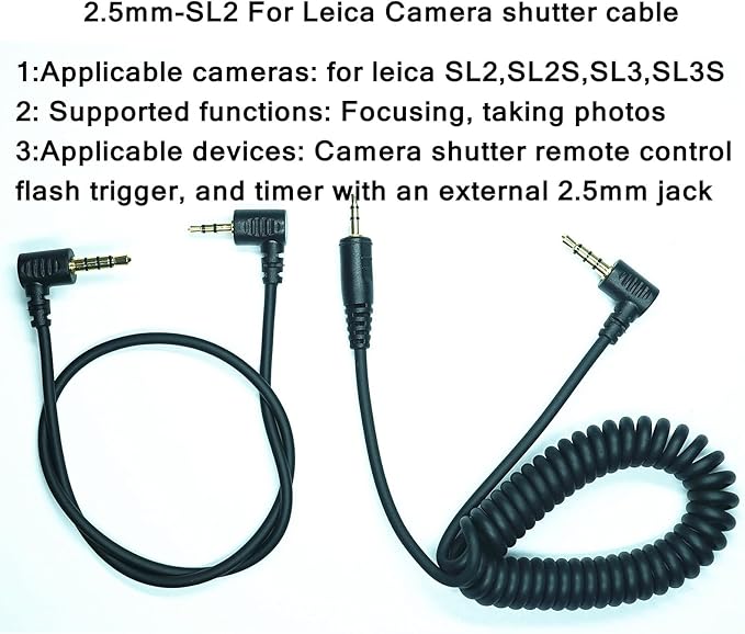 2.5MM-SL2 Shutter Release Cable is Suitable for Leica Camera SL2/SL2S/SL3/SL3S Focusing and Photography Cables It is Suitable for Connecting to Camera Remote Controls Such as JJC/Pixel 221/aodelan