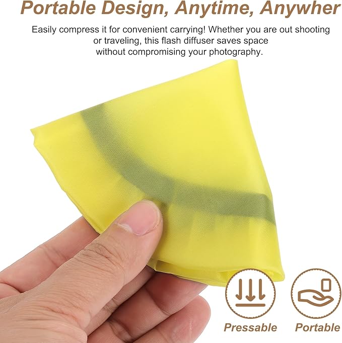 PATIKIL 6.3" x 6.3" Soft Mini Flash Diffuser Cap, 5 Pack Universal Elastic Flash Diffuser Cover for DSLR Camera Flashlight, Yellow