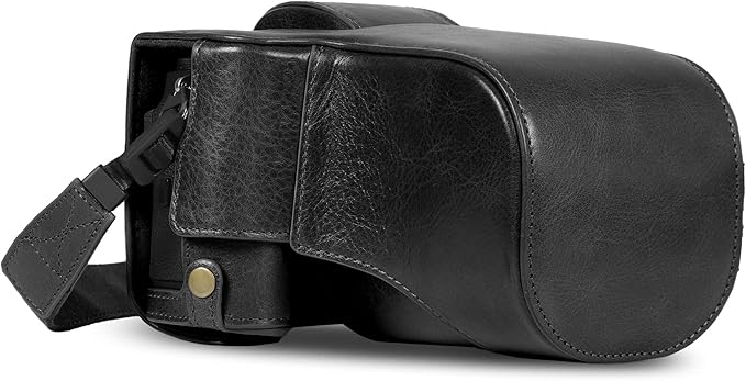 MegaGear Ever Ready Genuine Leather Camera Case Compatible with Fujifilm X-T5 (16-80mm)(Black)