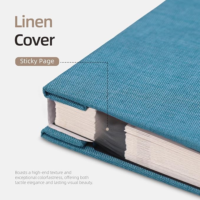 Vienrose Photo Album Self Adhesive 4x6 5x7 3x5 8x10 Scrapbook Album DIY Scrap Book with A Metallic Pen (11"x10.6" 60 Pages, Skyblue)