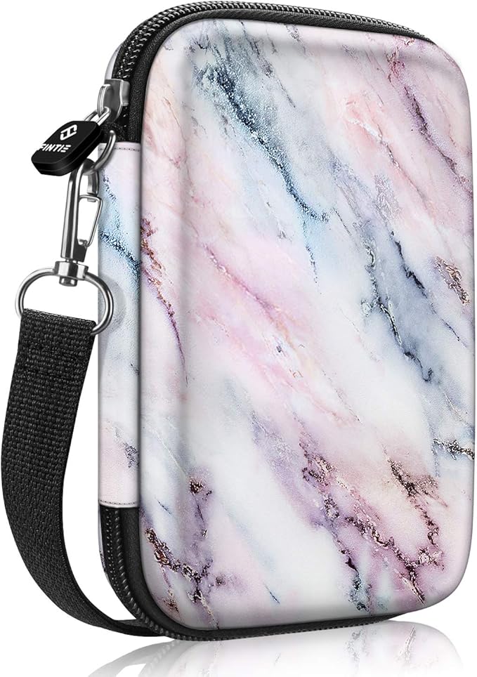 FINTIE Case for HP Sprocket Select/Sprocket Plus Smartphone Printer, Canon Ivy Mini/CLIQ 2/CLIQ+2 Instant Camera - Shockproof Hard Shell Carrying Case, Marble Pink