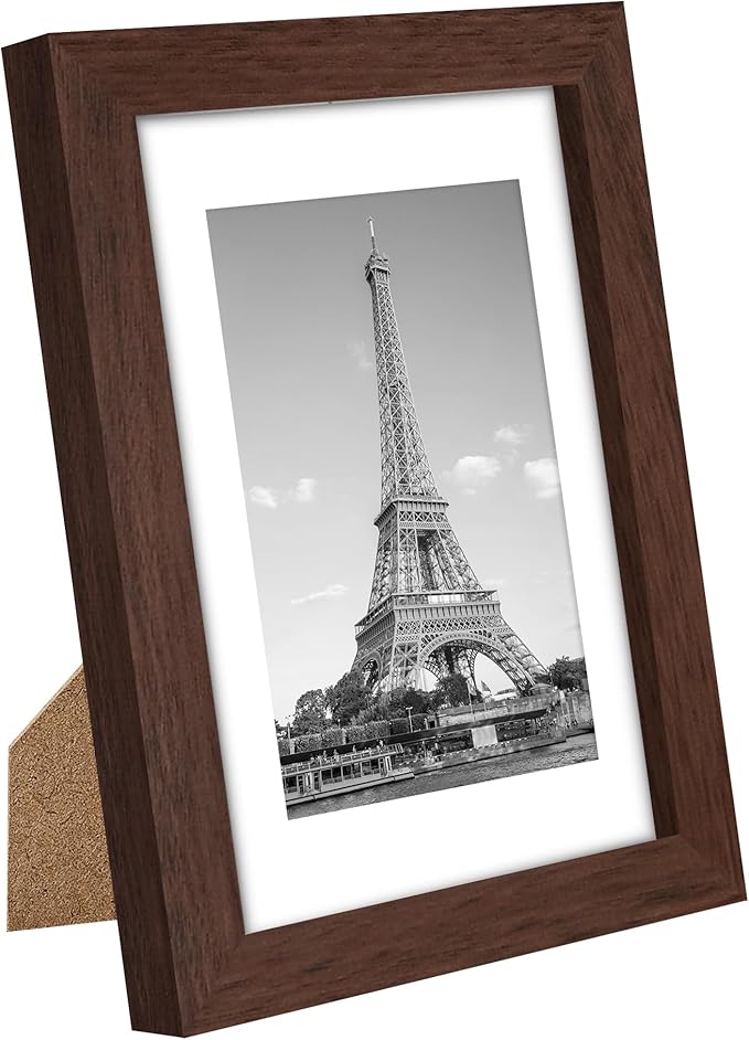 upsimples 4x6 Picture Frame Set of 10, Display Pictures 3.5x5 with Mat or 4x6 Without, Multi Photo Frames Collage for Wall or Tabletop Display, Brown