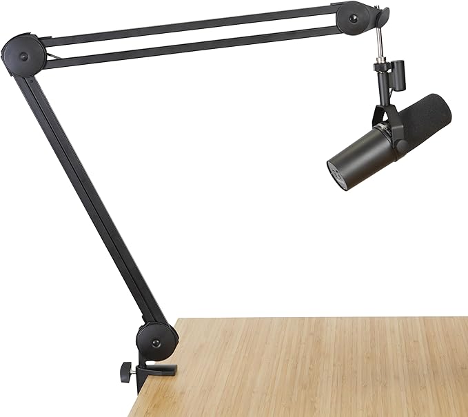 Gator Frameworks Deluxe Spring-loaded Desk-Mounted Microphone Boom Arm for Broadcasts, Podcasts, Content Creation, Live Streaming, & Similar Applications (GFWMICBCBM1000)