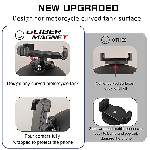 ULIBERMAGNET Magnetic Motorcycle Phone Mount,Heavy Duty Adjustable Magnetic Cell Phone Holder,Anti Shake Motorcycle Phone Mount,Compatible with Motorcycles,ATV,UTV,Golf Cart,Car,Cruises