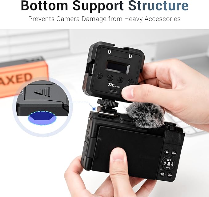 JJC Cold Shoe Wind Muff Windshield for Canon PowerShot V1 Camera, Shoe Adapter Mount Holder for LED Light Microphone Attachment, Power Shot V1 Vlog Accessories