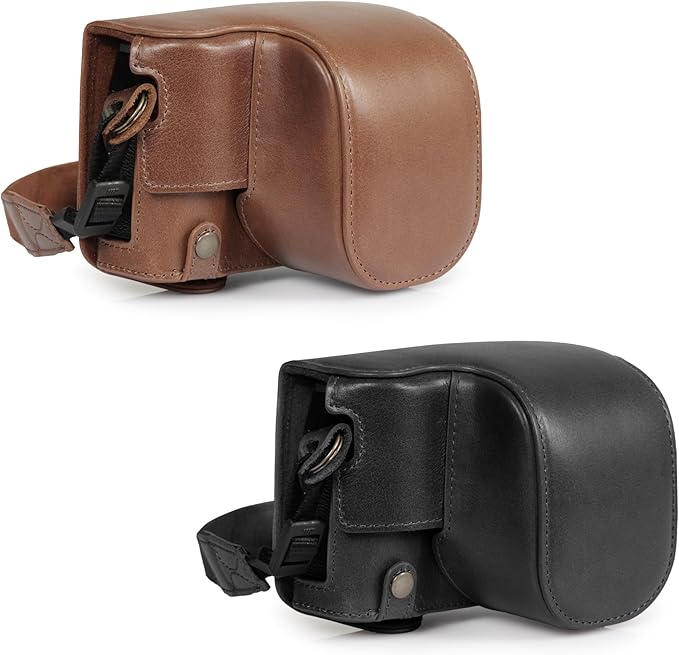 Mega Gear Genuine Leather Camera Case for Fujifilm X100VI - Stylish and Protective - Black