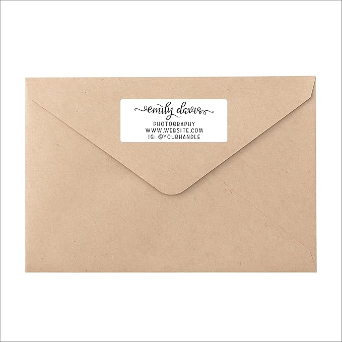 Personalized Return Address Labels - White Custom Printed Name and Home Address Stickers for Wedding, Personal and Business (250, Pretty Lowercase Script)