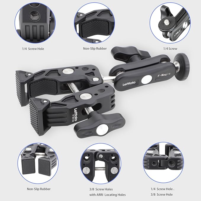 Bike Bicycle Motorcycle Camera Monitor Selfie Extension Mount for GoPro Hero 12 11 10 DJI Action 4 3 Insta360 X3,Universal Super Crab Clamp with 360° Double Ballhead Magic Arm for Outdoors Vlog